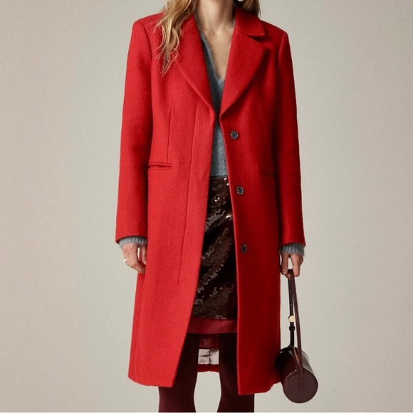 J. Crew Jackets & Blazers - NWT J Crew Savoy Topcoat in Italian Wool-Blend Melton Berry Sangria Size 2